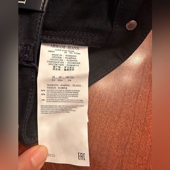 ARMANI JEANS J06 skinny fit lightweight stretch comfort fabric size 28 NWT - Picture 7 of 8
